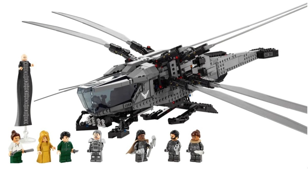 LEGO's Atreides Royal Ornithopter from Dune with minifigures.